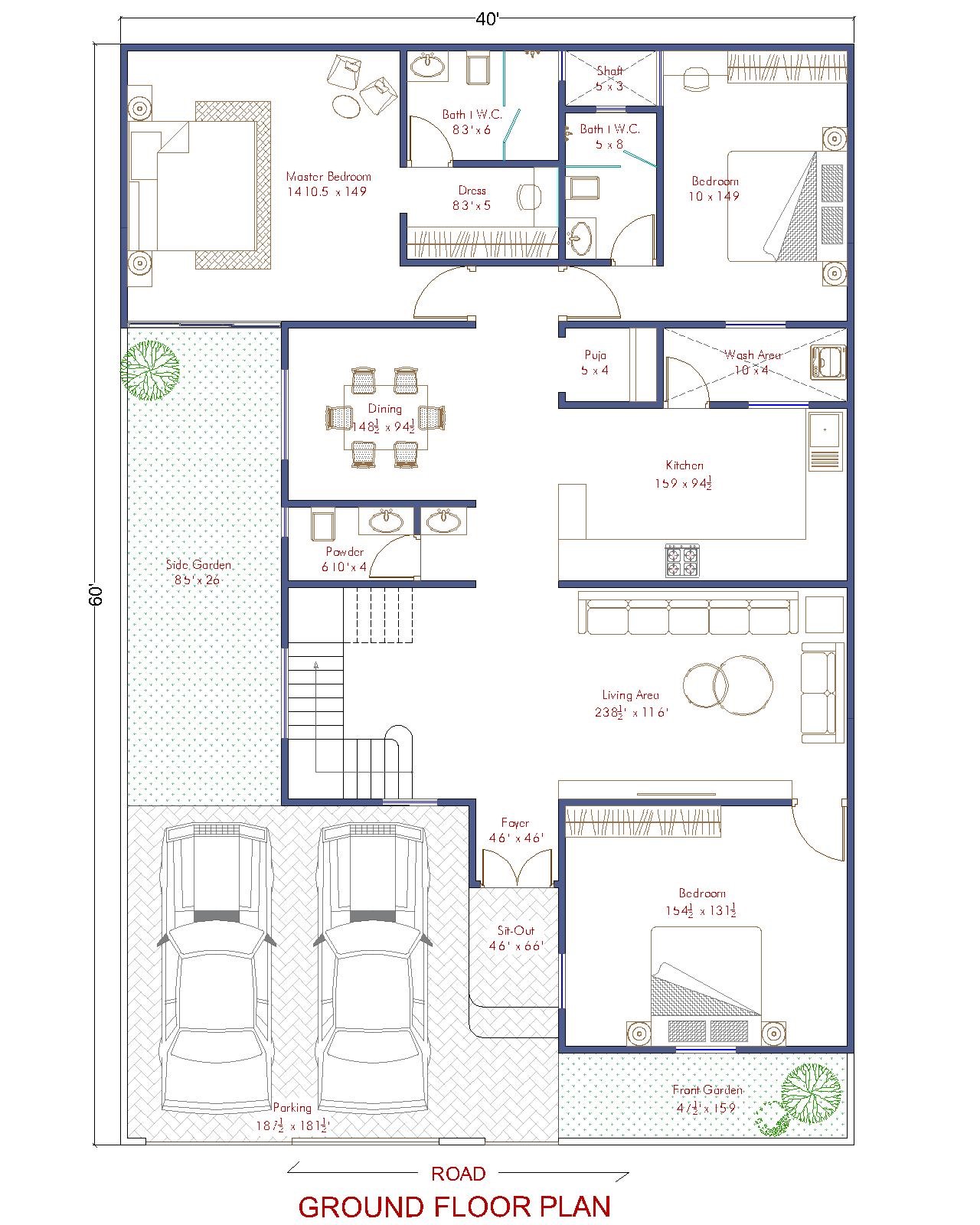 40x60 House Plan